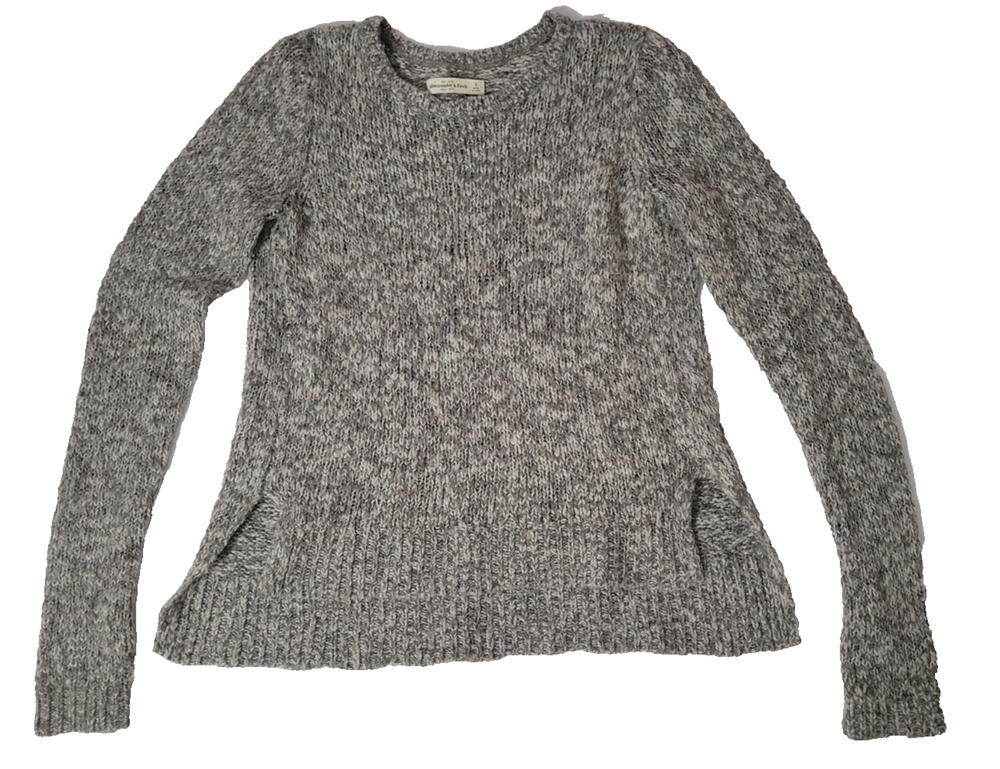 Abercrombie & Fitch Womens S Gray Marled Wool Blend Pullover Sweater Pockets